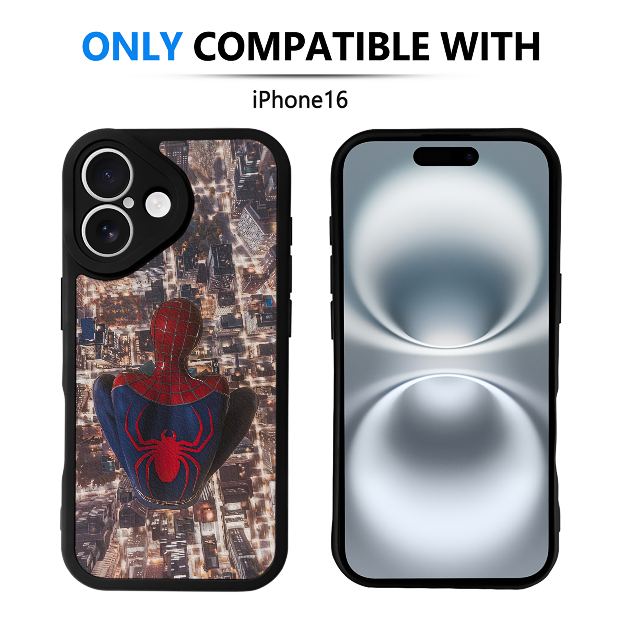 （画像用） Spider Man スパイダーマン 【iPhone 16シリーズ対応】シリコンスマホケース（レザー調） 材質：シリコン